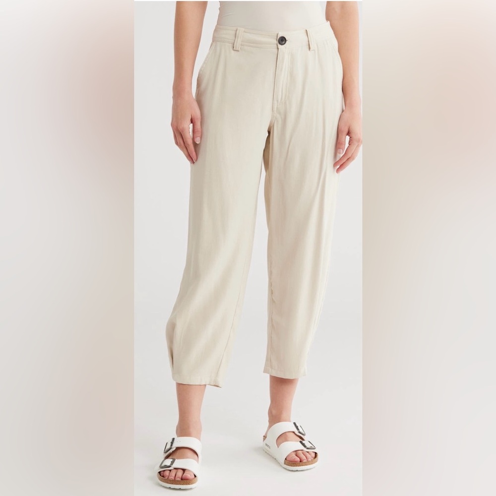 Pleated Hem Crop Chino Pants